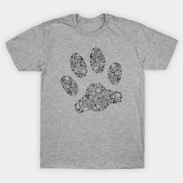 Paw Print in Modern Paisley Outline Design T-Shirt by amyvanmeter